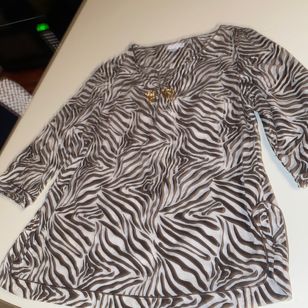 NBW Charter Club size L tunic 100%cotton feels like soft linen 🥰 Brown n white
